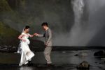 First steps of a marriage (Skógafoss waterfall)