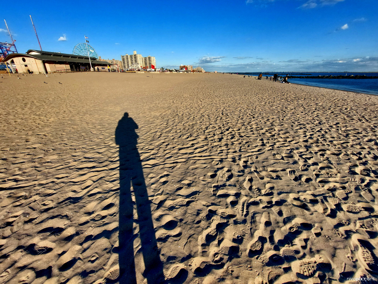 Long shadow at Coney Island Beach