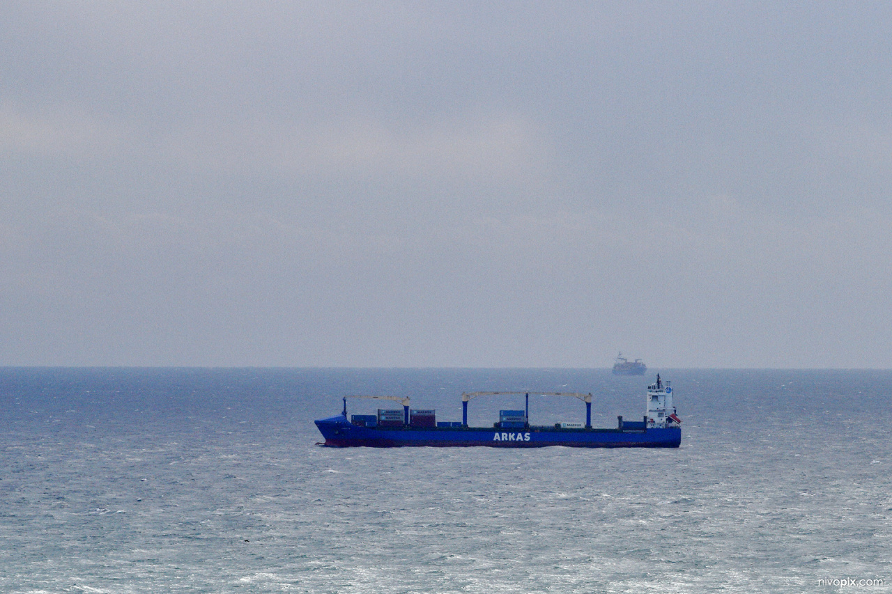 Container ship in the Mediterranean Sea