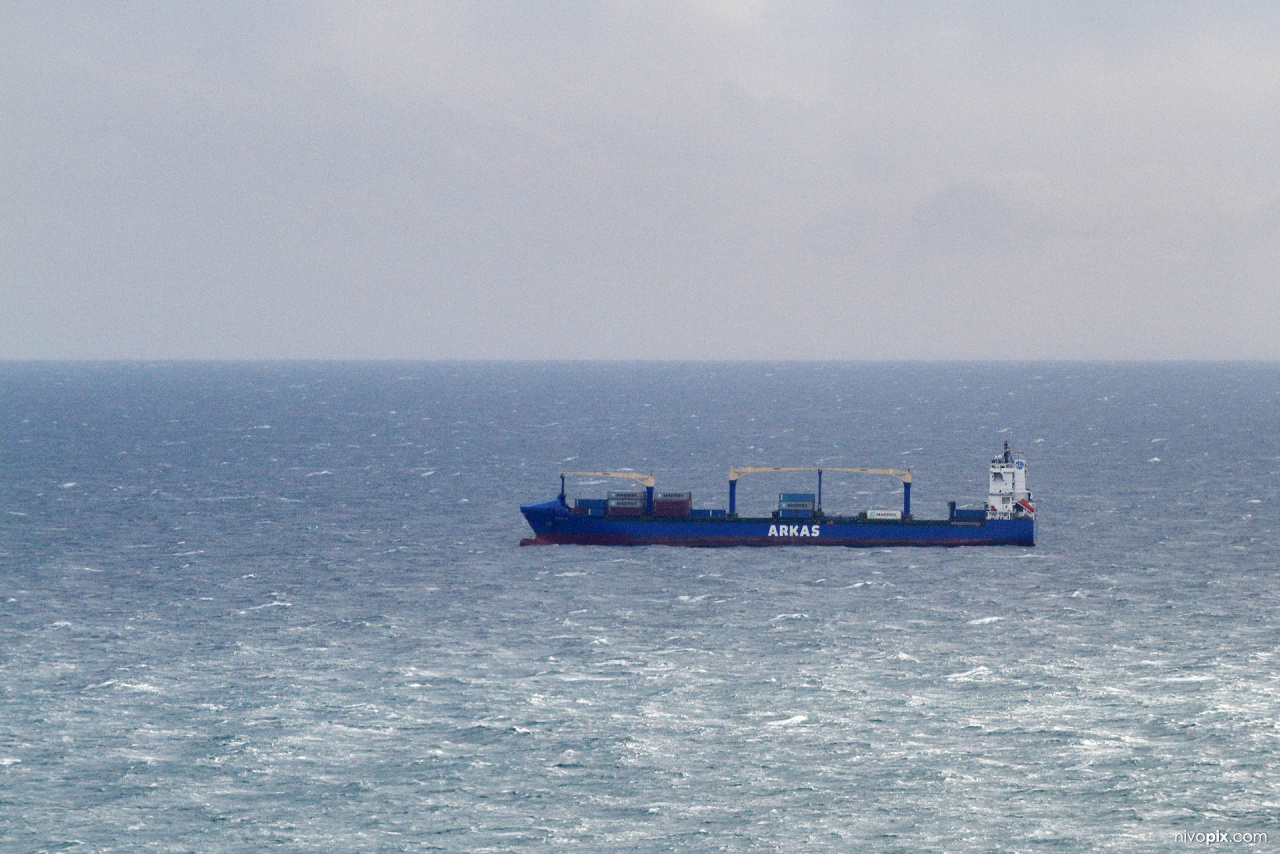 Container ship in the Mediterranean Sea