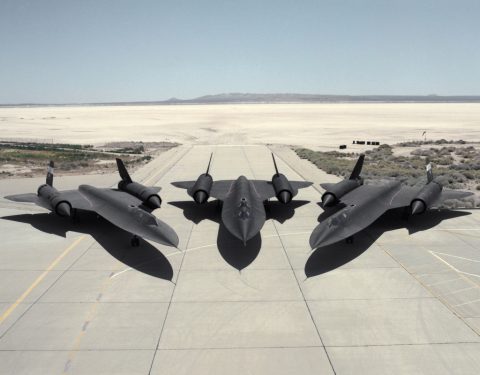 Three SR-71 on Ramp – Nevada Test and Training Range, United States