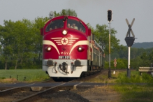 Nohab at railway crossing, near Tapolca