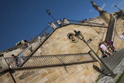 Stairs at Charles Bridge (Karlův most) – Prague, Czech Republic
