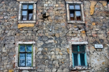 Old house with bullet holes