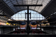 Eurostar trains at St Pancras International railway station