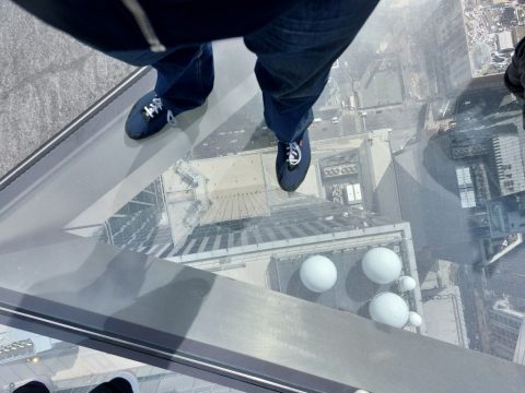 Manhattan through a glass floor from 1,131 feet in the air - The Edge, Hudson Yards – New York, United States
