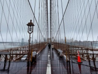 Brooklyn Bridge in rain