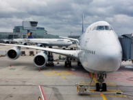 Lufthansa Boeing 747-8, Airbus A340-600, Frankfurt airport