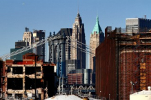 NYC Financial District, Manhattan Bridge from Brooklyn Navy Yard