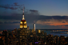 Empire State Building and One WTC at night