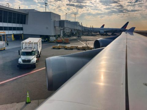 John F. Kennedy International Airport - Terminal 1 from a Boeing 747-400 – New York, United States