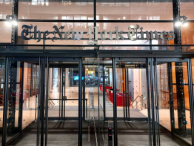 Entrance to the New York Times Building in midtown Manhattan