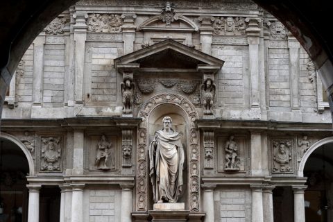 Saint Ambrose Statue by Luigi Scorzini - 1833, Palazzo dei Giureconsulti – Milan, Italy
