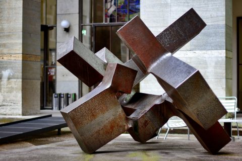 Alrededor del vacío IV sculpture by Eduardo Chillida, Kunstmuseum, Basel, Switzerland – Basel, Switzerland