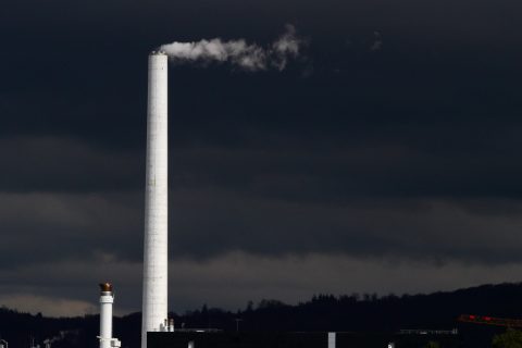 Large chimney of Basel Roche-works – Basel, Switzerland