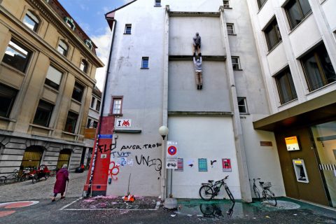 The Ledge by Mark Jenkins at Rümelinsplatz, Basel – Basel, Switzerland