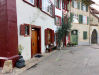 Traditional Swiss architecture in Peterskirchplatz, Basel