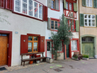 Traditional Swiss architecture in Peterskirchplatz, Basel