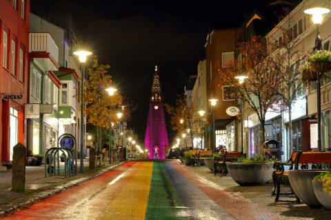 Hallgrímskirkja from Skólavörðustígur Regnbogagatan – Reykjavik, Iceland