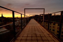 Stockholm skyline at sunset from Katarina gångbro