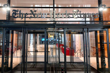 Entrance to the New York Times Building in midtown Manhattan