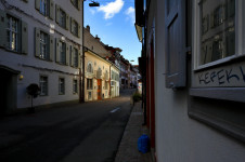 Sunlight filtering through in Grossbasel near the Teufelhof