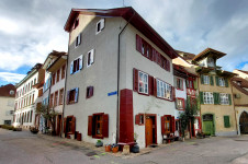 Traditional Swiss architecture in Peterskirchplatz, Basel