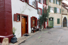 Traditional Swiss architecture in Peterskirchplatz, Basel