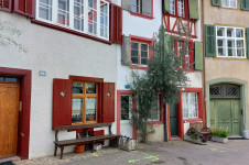 Traditional Swiss architecture in Peterskirchplatz, Basel