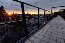 Stockholm skyline at sunset from Katarina gångbro